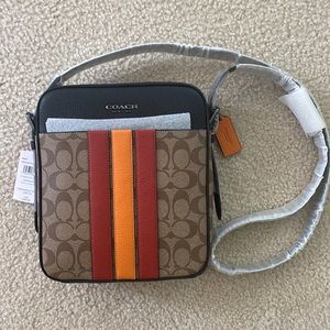 Coach Hudson Crossbody 21 In Signature Canvas With Varsity Stripe